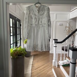 MICHAEL Michael Kors White Long Sleeve Dress beaded embroidered sequins Sz xs